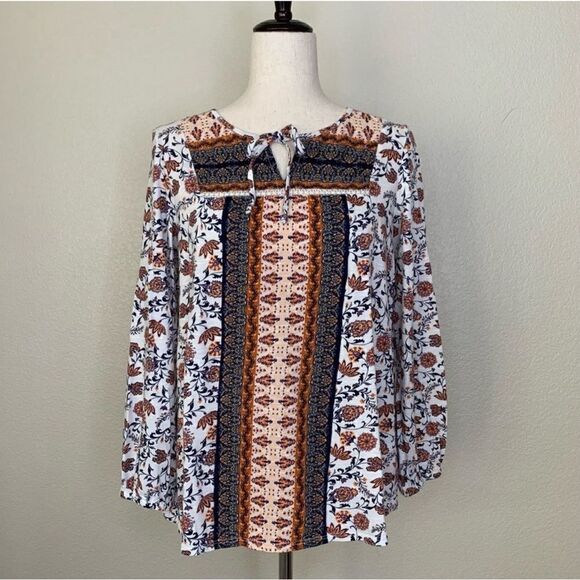 Vintage America Size Medium Women’s Floral Peasant Top, Sz Medium - Picture 1 of 8